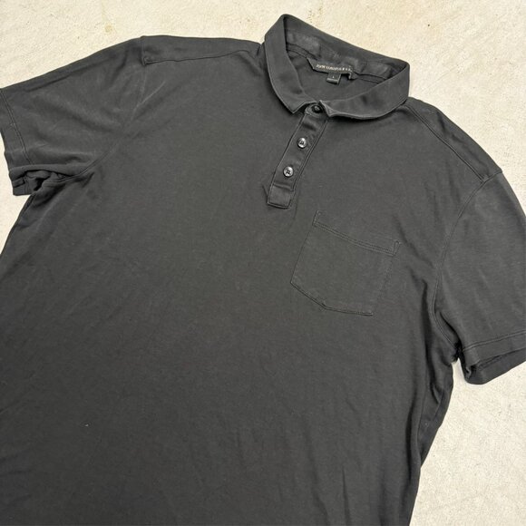 John Varvatos USA Polo Shirt Short Sleeve 100% Cotton Stretch Black Large - Picture 3 of 9